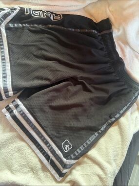 And1 Black Athletic Mesh Shorts with Silver Trim